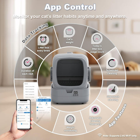 FeedoraPet™ Automatic Self-Cleaning Cat Litter Box with App Control