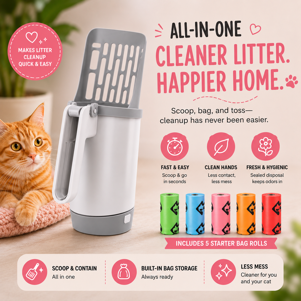 FeedoraPet™ | The Mess-Free Cat Litter Scoop